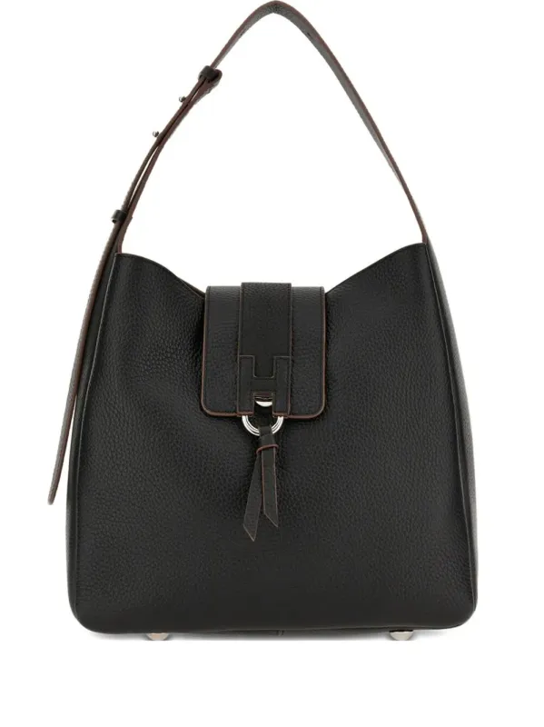 Hogan Trend Hammered Leather Hobo Shoulder Bag made by Hogan