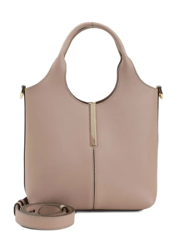 Leather Mini Tote Bag With Branded Metal Bar Accessory made by Tod's