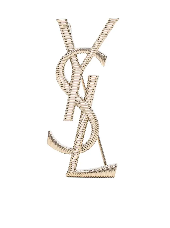 Cassandre Cord Texture Metal Brooch made by Yves Saint Laurent