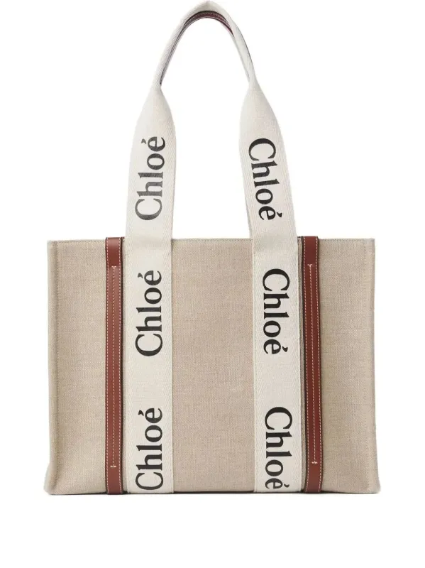 Woody Tote Bag In Linen made by Chloe