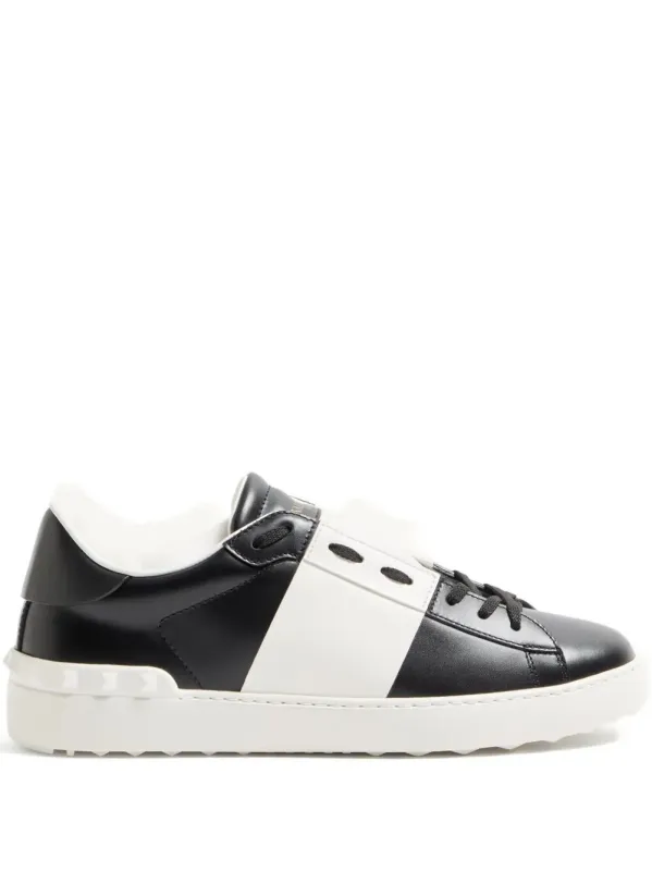 Open Leather Sneakers With Contrast Band And Stud Details made by Valentino Garavani