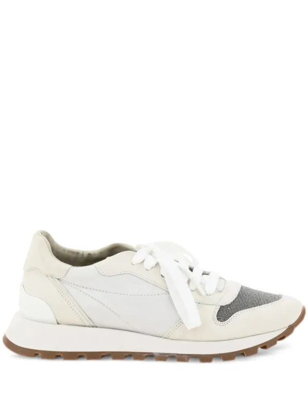 Suede And Techno Fabric Runners With Precious Toe made by Brunello Cucinelli