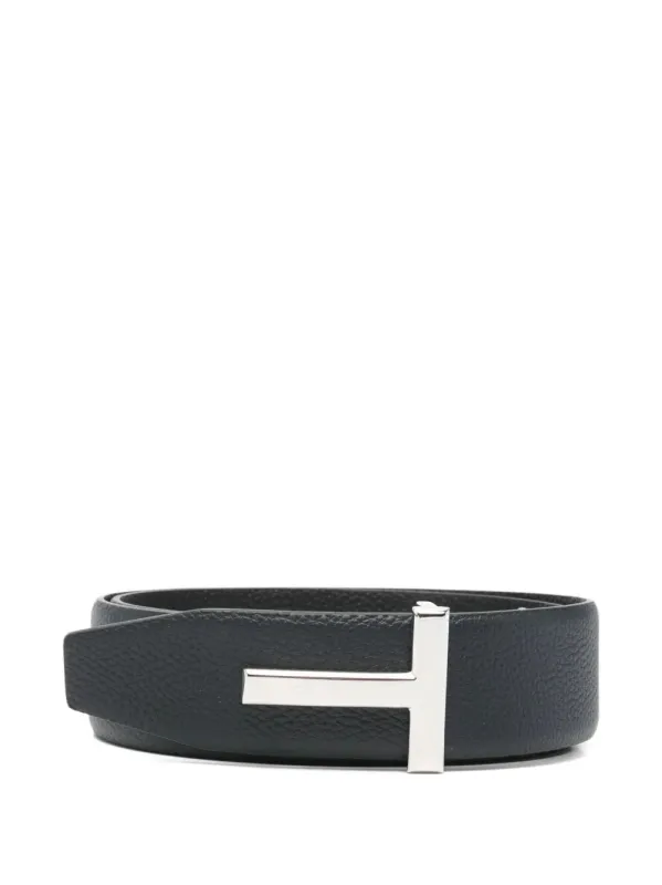 Grained Leather T Icon Reversible Belt made by Tom Ford