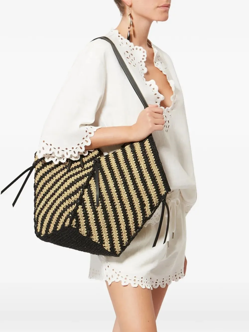 Tampa Two-Tone Raffia Shoulder Bag sold by Wanan Luxury product image thumbnail 2