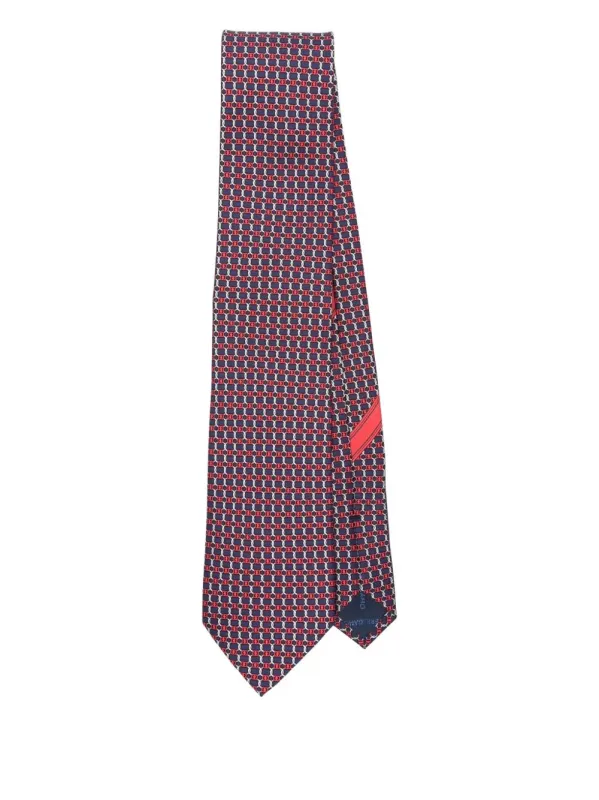 Geometric-Pattern Aida Silk Tie made by Salvatore Ferragamo