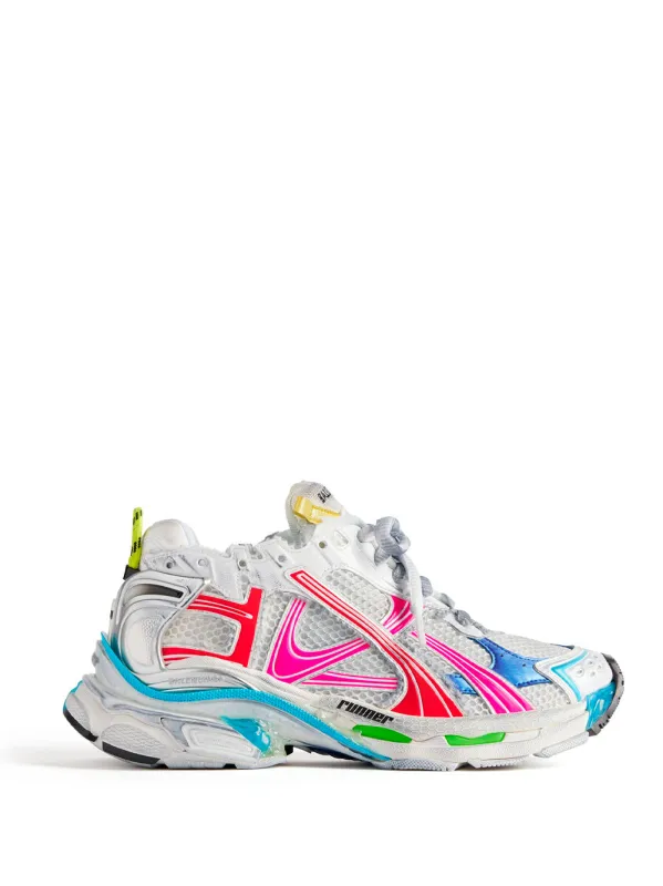 Mesh And Nylon Multicolor Worn-Out Effect Runner Sneakers made by Balenciaga