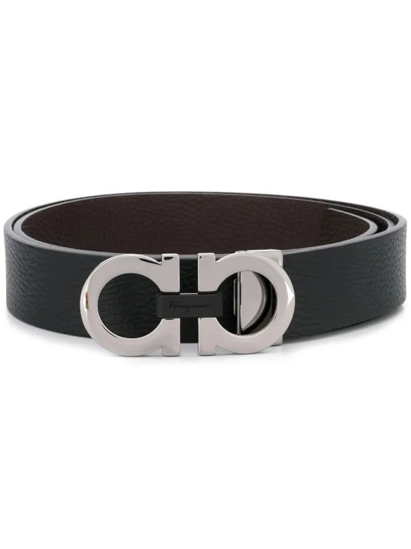 Grained Leather Gancini Reversible Belt made by Salvatore Ferragamo