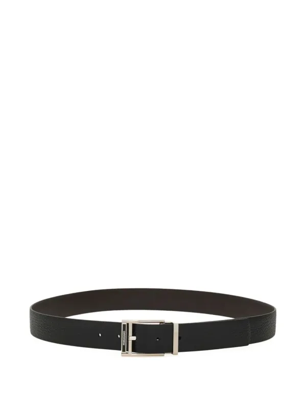 Square Buckle Reversible And Adjustable Grained Leather Belt made by Salvatore Ferragamo
