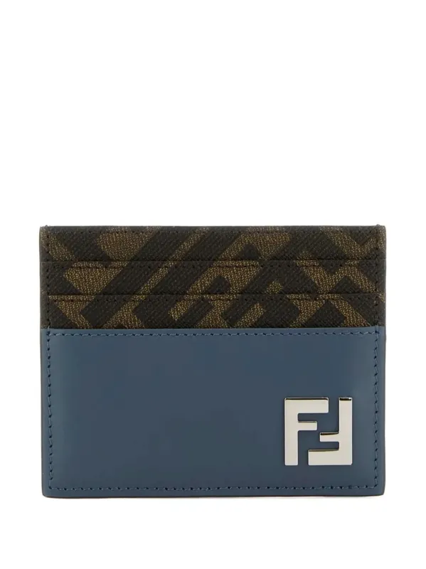 Leather And Ff Canvas Squared Card Holder made by Fendi