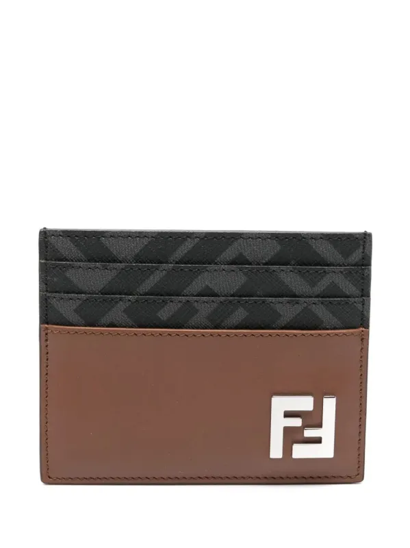 Leather And Ff Canvas Squared Card Holder made by Fendi