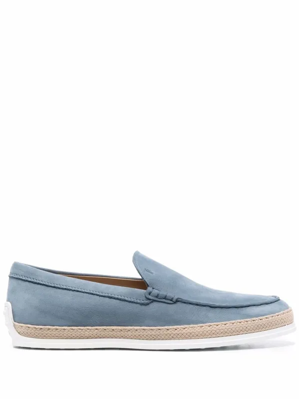 Slip-Ons Nubuck Loafers With Raffia Weaving made by Tod's
