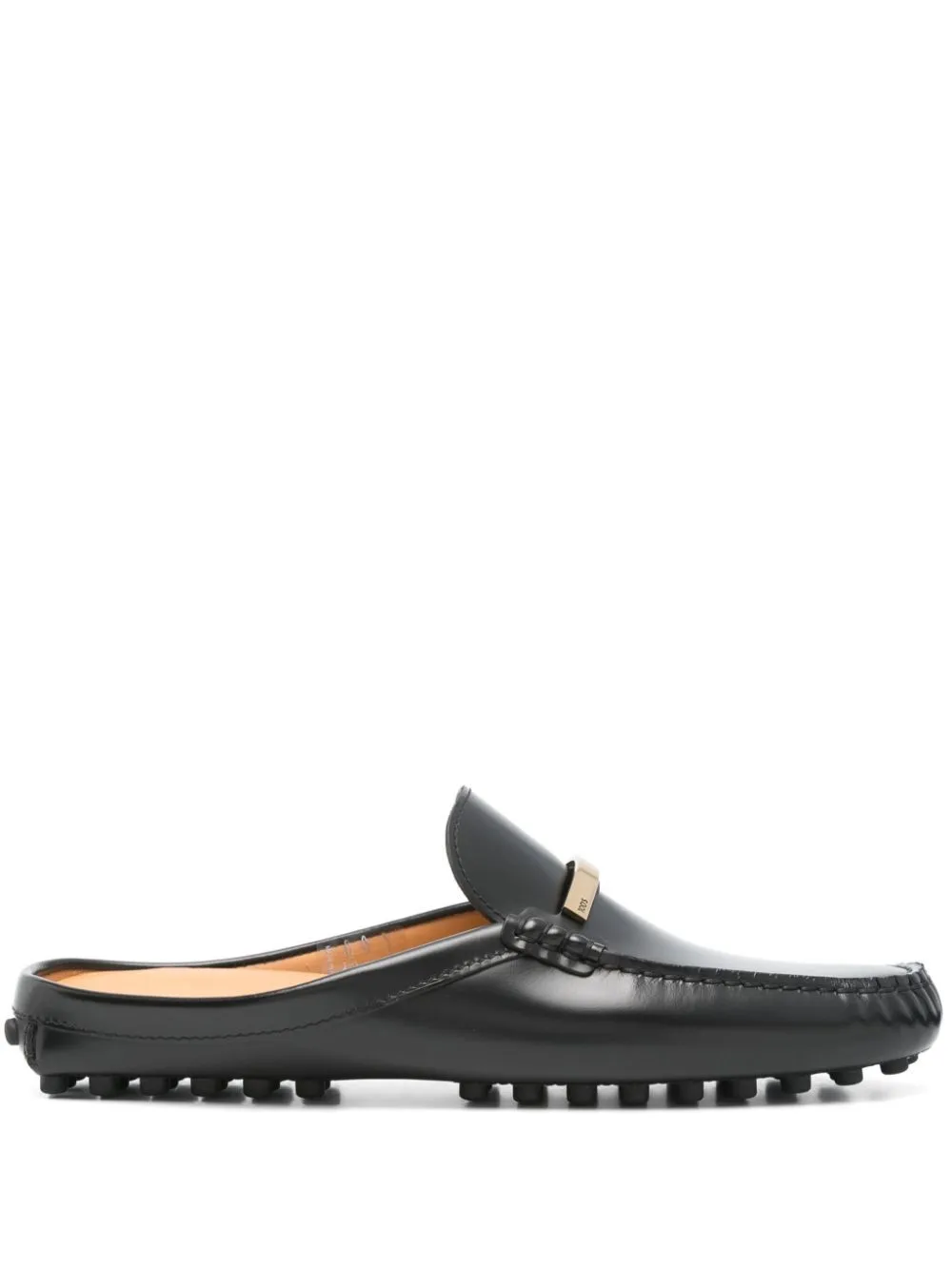 Branded Metal Bar Leather Gommino Mules sold by Wanan Luxury