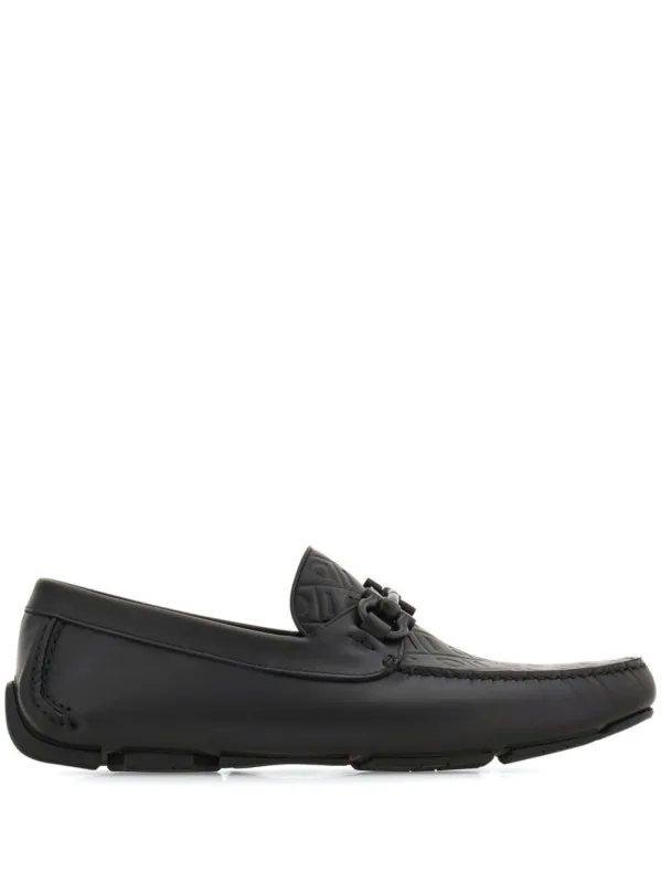 Embossed Gancini Monogram Driving Loafers made by Salvatore Ferragamo