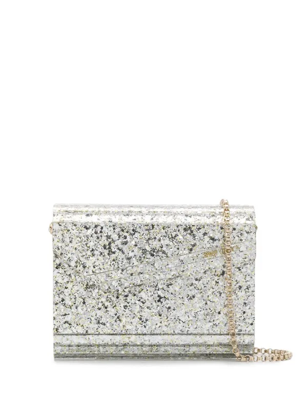 Coarse Glitter Acrylic Clutch Bag made by Jimmy Choo