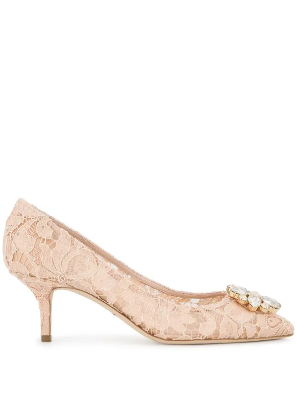 Lace Rainbow Pumps With Brooch Detailing made by Dolce & Gabanna