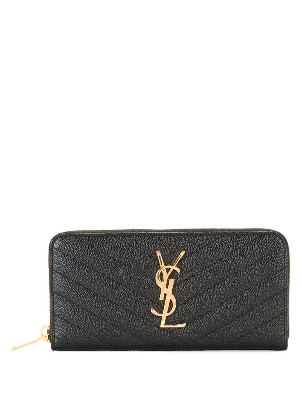 Cassandre MatelassÉ Zip Around Wallet In Grain De Poudre Leather made by Yves Saint Laurent