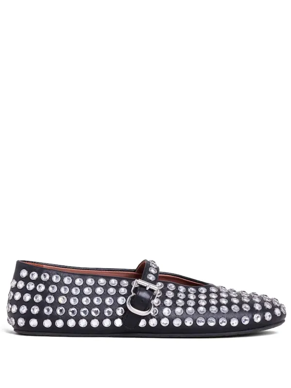 Leather Ballet Flats With Strass made by Alaia