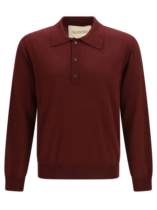 Valentino Wool Polo With Vlogo Embroidery made by Valentino Garavani