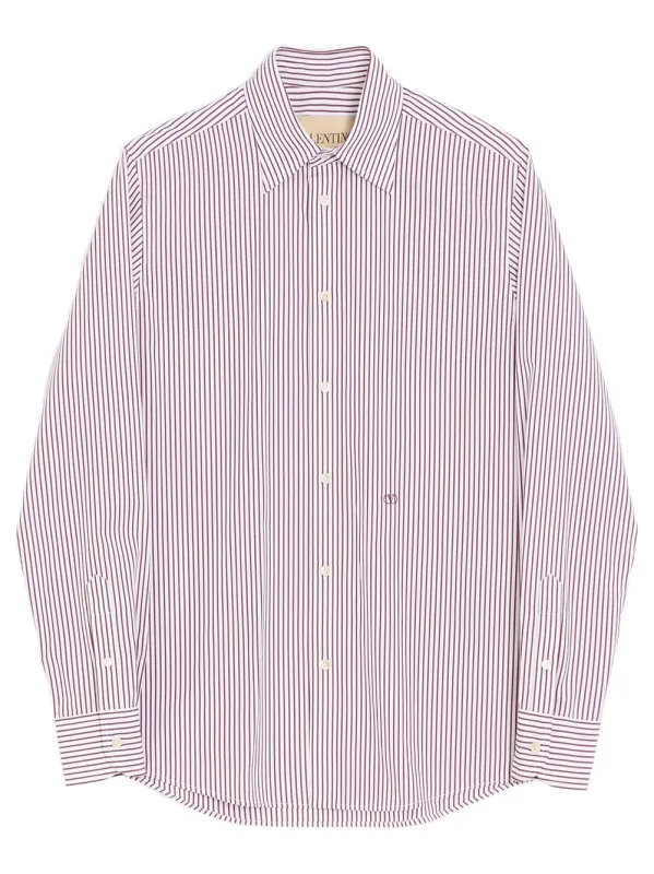Valentino Cotton Poplin Striped Shirt With Vlogo Embroidery made by Valentino Garavani