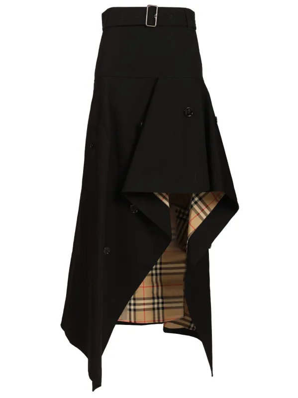 Asymmetrical Trench Skirt Skirts Black made by Burberry