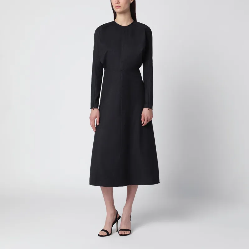 Doman Virgin Wool Dress In Dark Grey Mélange made by Victoria Beckham