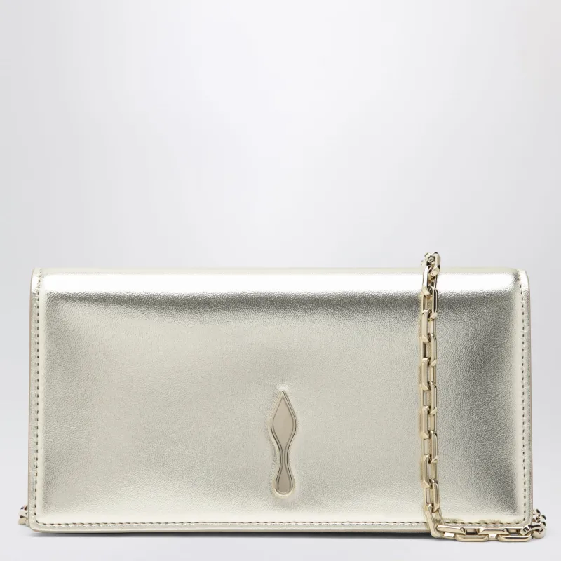 Platinum-Coloured Leather Clutch Bag With Chain made by Christian Louboutin