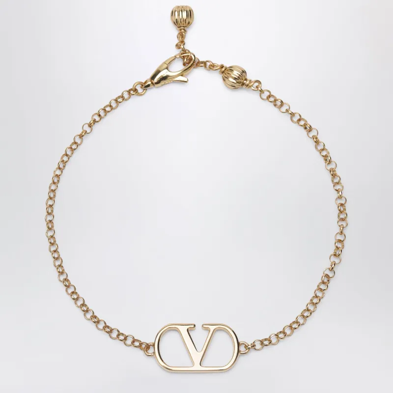 V Logo Signature Bracelet In Gold-Tone Brass made by Valentino Garavani