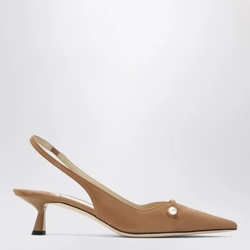 Amita 45 Slingbacks In Toffee Suede made by Jimmy Choo