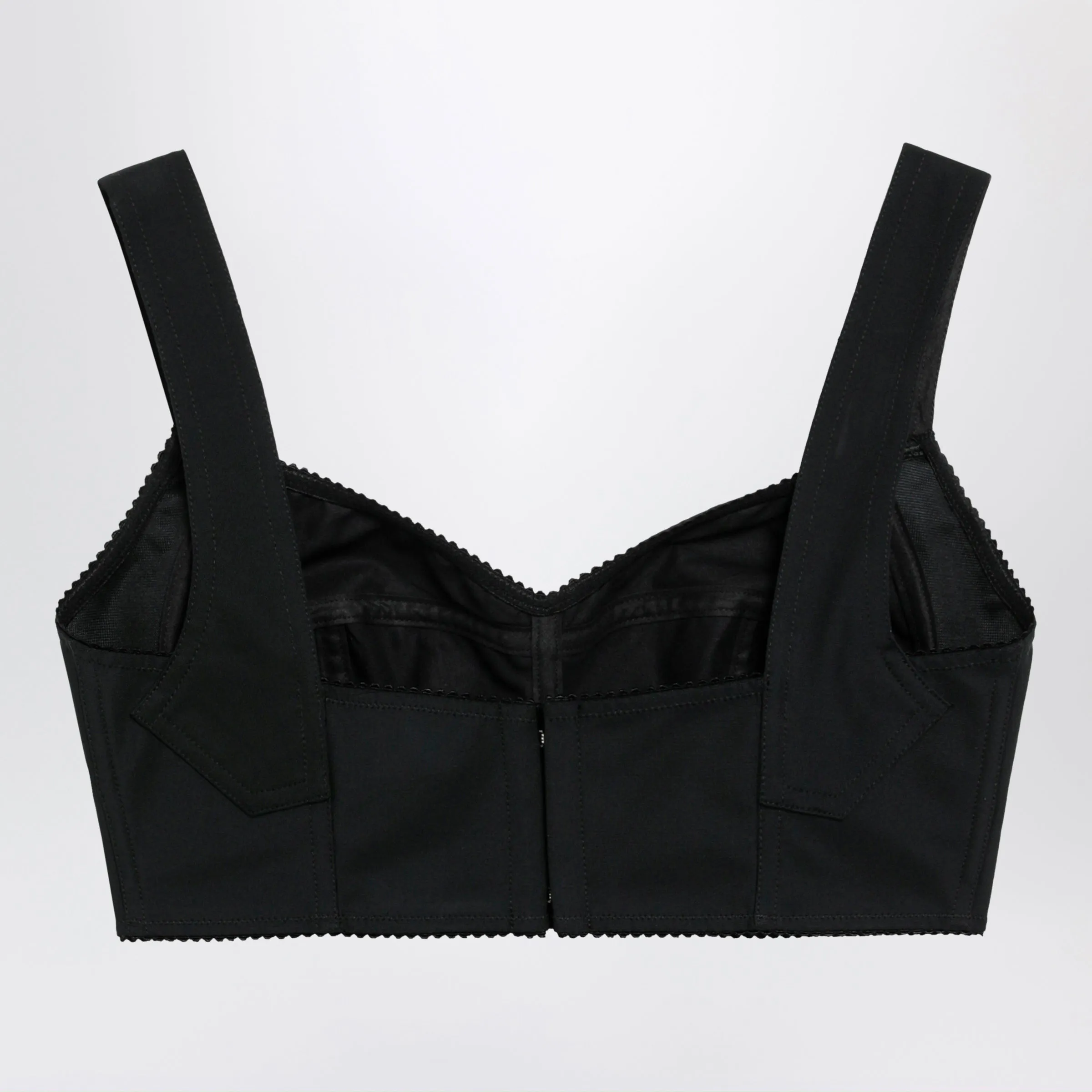 Satin Corset-Style Crop Bustier In Black sold by Wanan Luxury product image thumbnail 2