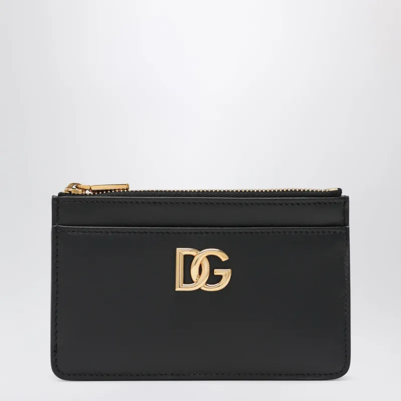 Black Leather Zip Card Holder With Dg Logo made by Dolce & Gabanna