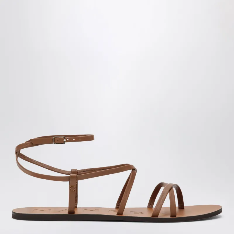 Cuoio Smooth Leather Crossover Sandals made by Wanan Luxury