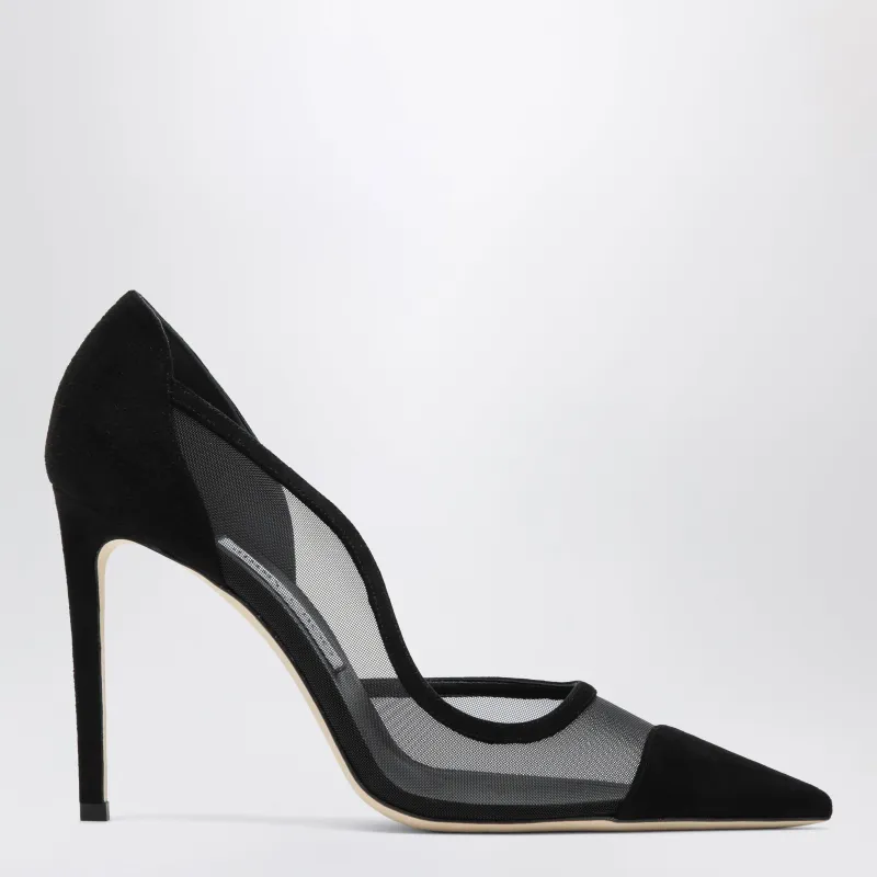 Brigitte 100 Pumps In Black Suede And Mesh made by Jimmy Choo