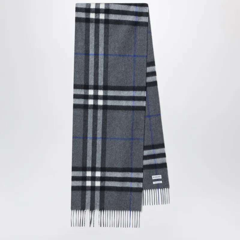 Check Cashmere Scarf In Marlborough Grey made by Burberry