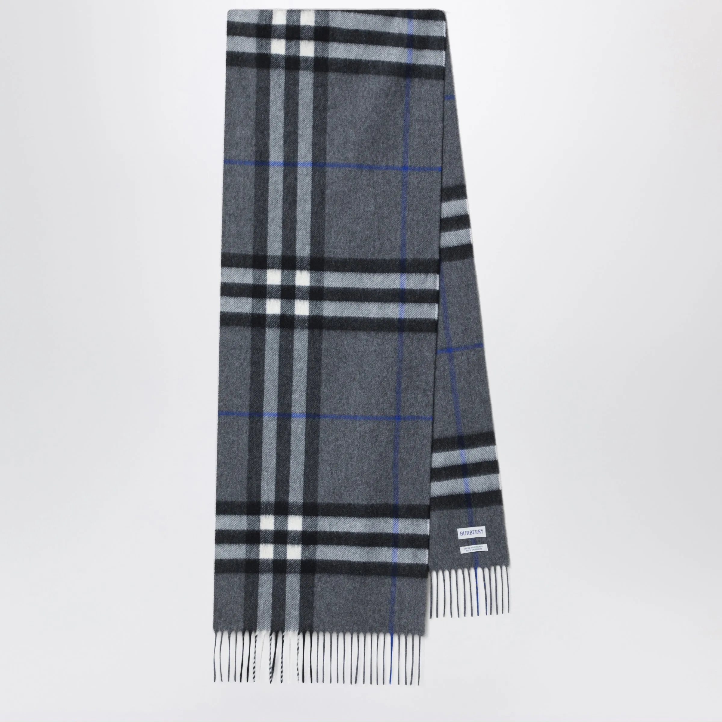 Check Cashmere Scarf In Marlborough Grey sold by Wanan Luxury