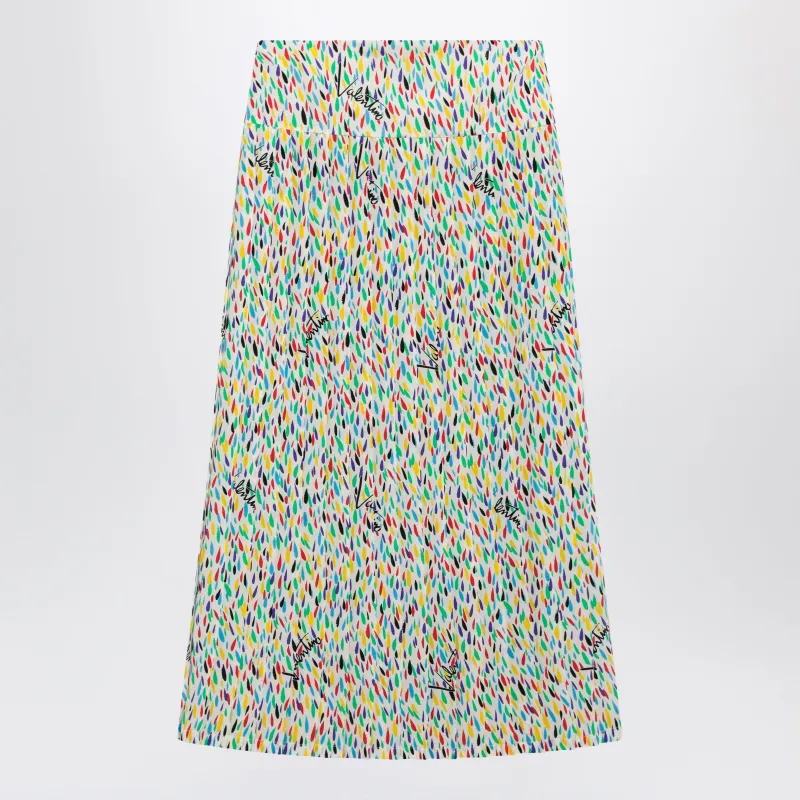 Multicolored Pleated Silk Midi Skirt made by Valentino Garavani