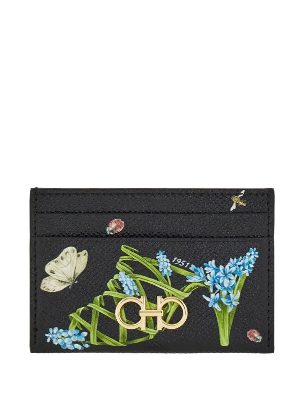 Gancini Card Holder With Floral Print made by Salvatore Ferragamo