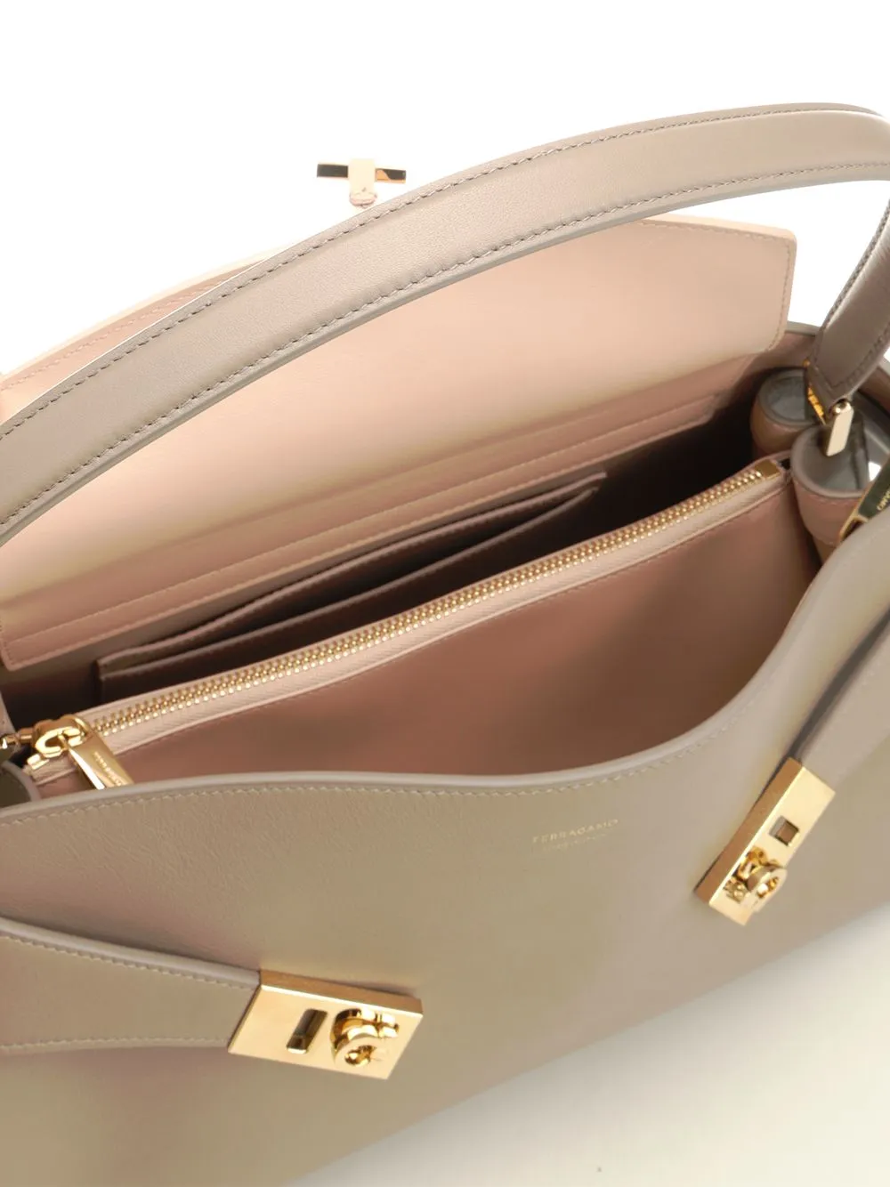 Hug Shulder Small Soft Bicolor Shoulder Bags Beige sold by Wanan Luxury product image thumbnail 4