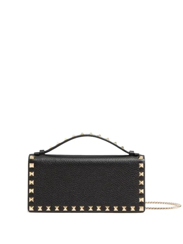 Rockstud Grainy Leather Wallet With Detachable Chain made by Valentino Garavani