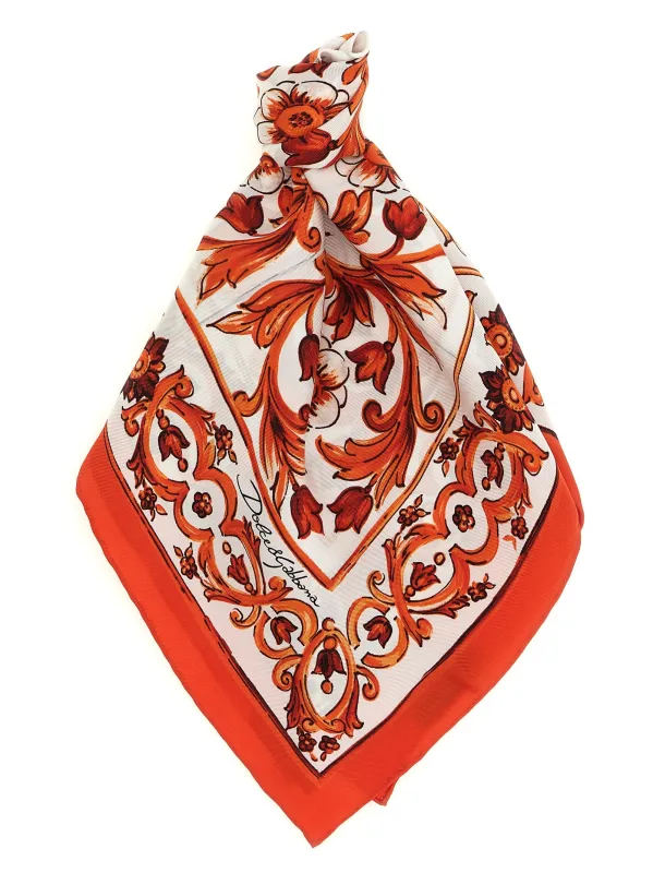 Maiolica Scarves And Foulards Orange made by Dolce & Gabanna
