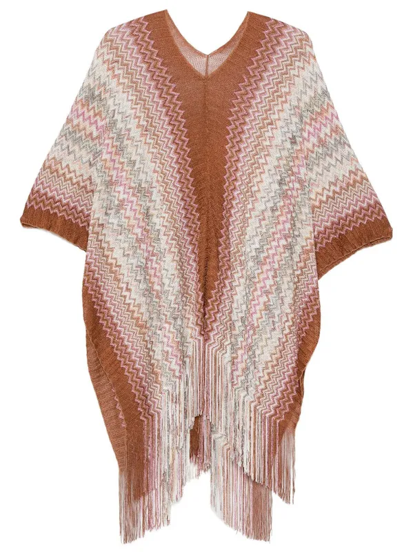 Slip-On Fringed Poncho made by Missoni
