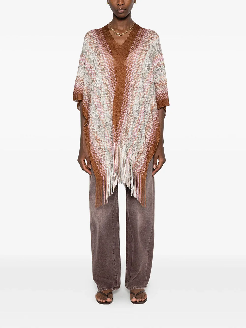 Slip-On Fringed Poncho sold by Wanan Luxury product image thumbnail 2