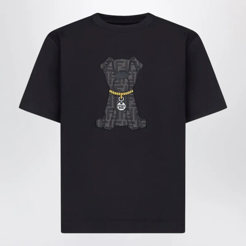Black Cotton T-Shirt With Patch made by Fendi