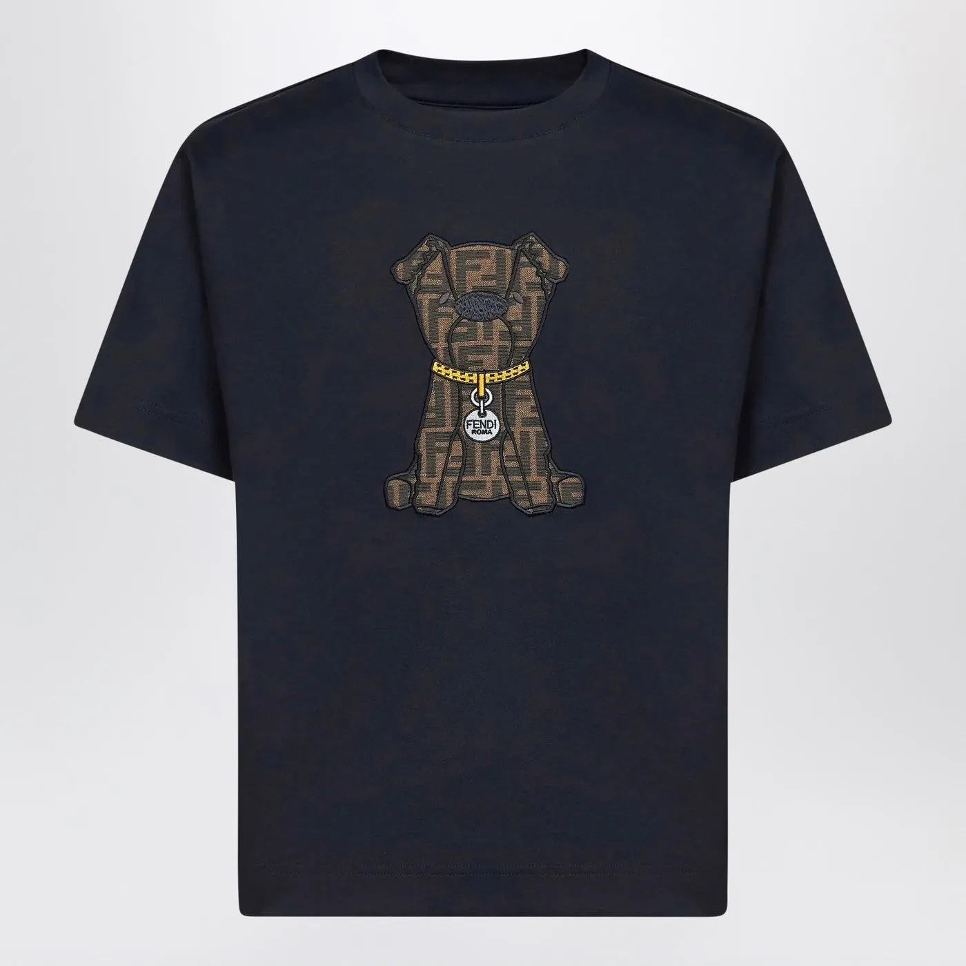 Dark Blue Cotton T-Shirt With Patch sold by Wanan Luxury