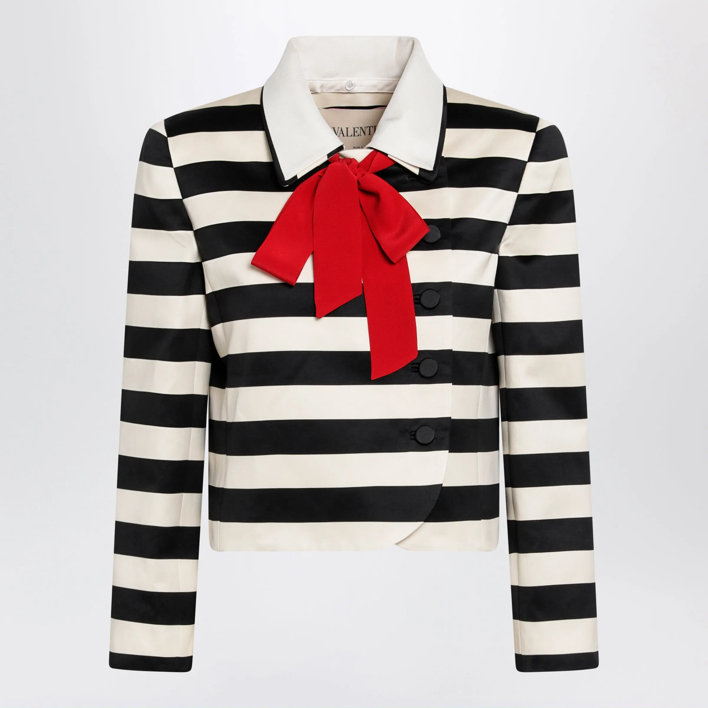 Vanilla/Black Striped Jacket With Maxi Bow sold by Wanan Luxury