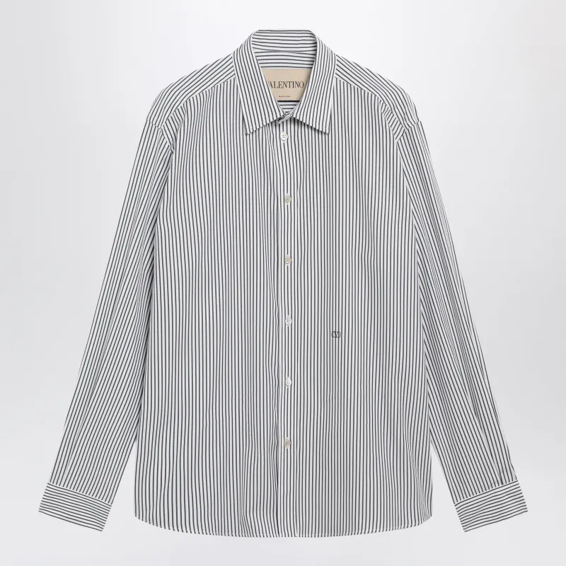 Ivory/Green Striped Shirt With Vlogo made by Valentino Garavani
