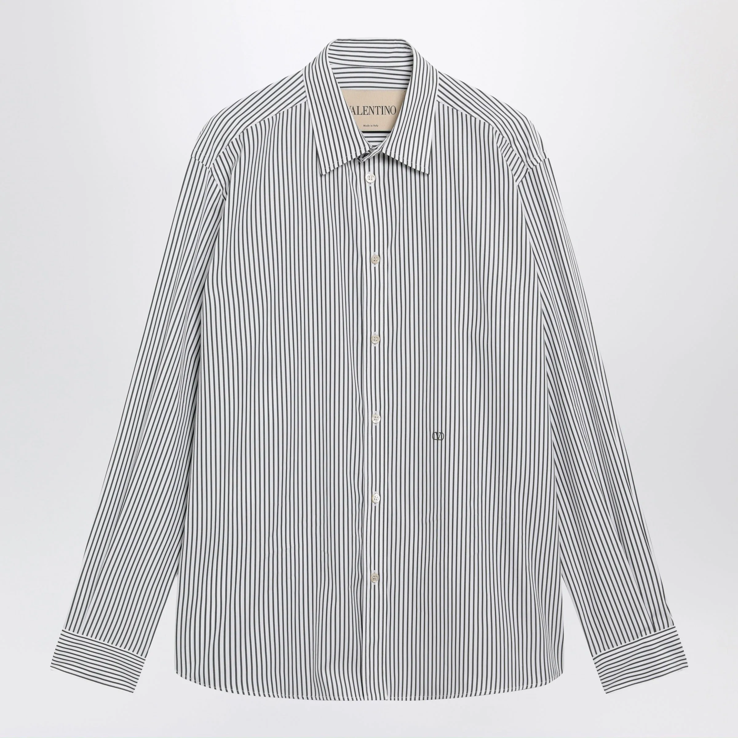 Ivory/Green Striped Shirt With Vlogo sold by Wanan Luxury