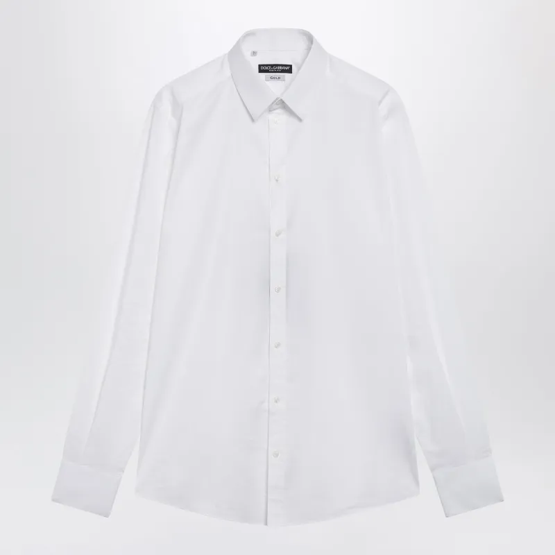 Gold Fit Stretch Poplin Shirt In Optical White made by Dolce & Gabanna