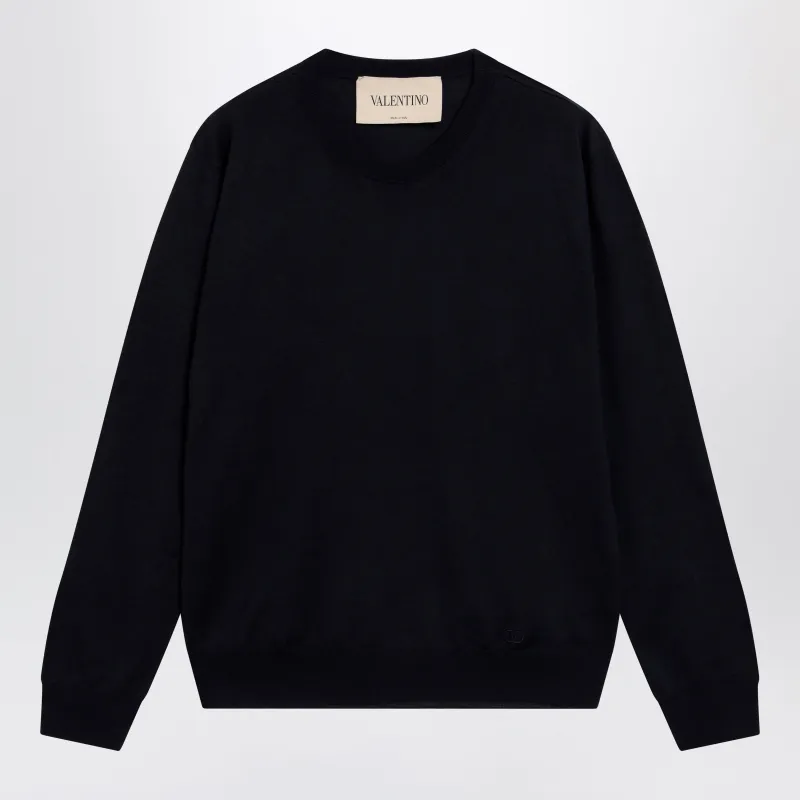 Navy Blue Wool Crewneck Sweater made by Valentino Garavani