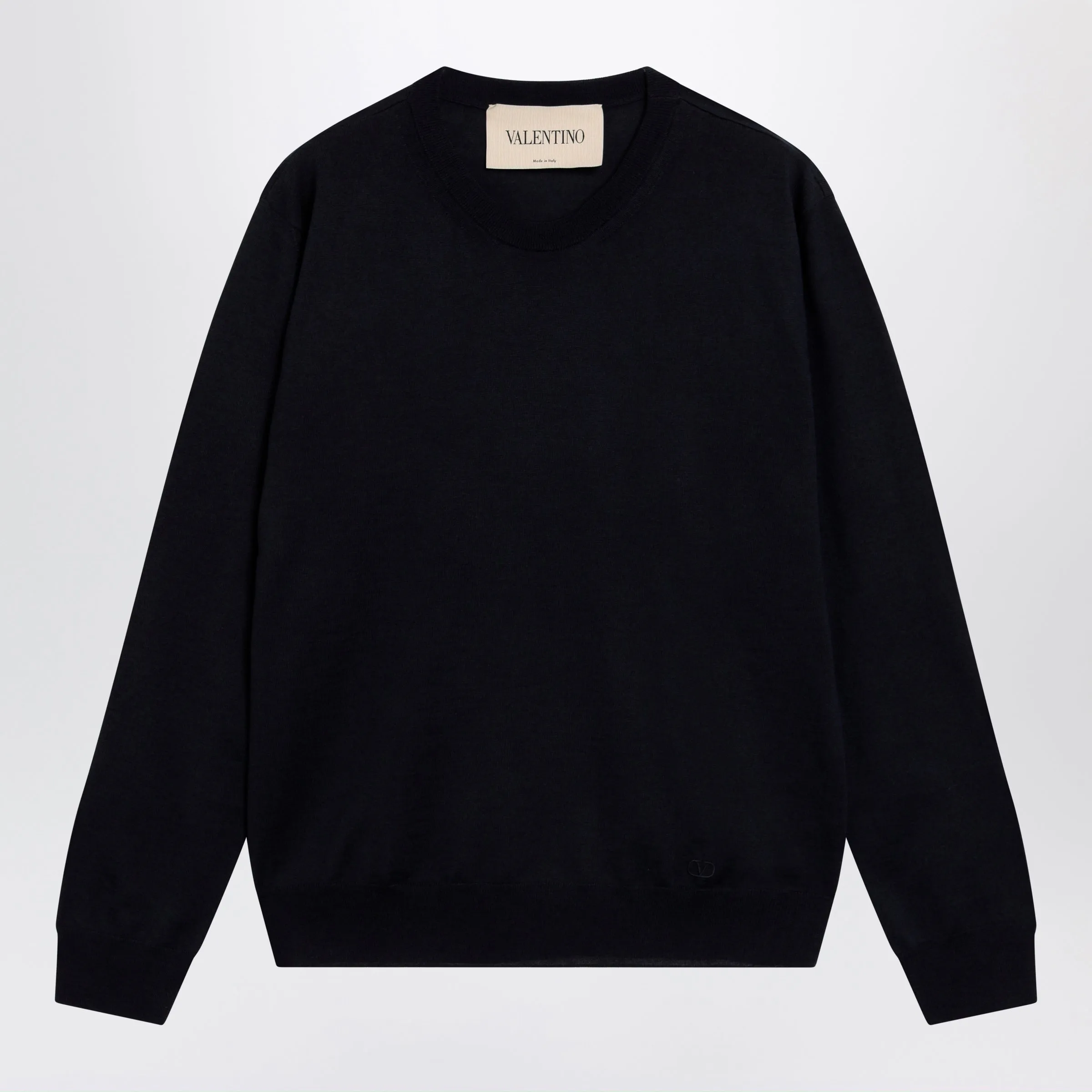 Navy Blue Wool Crewneck Sweater sold by Wanan Luxury