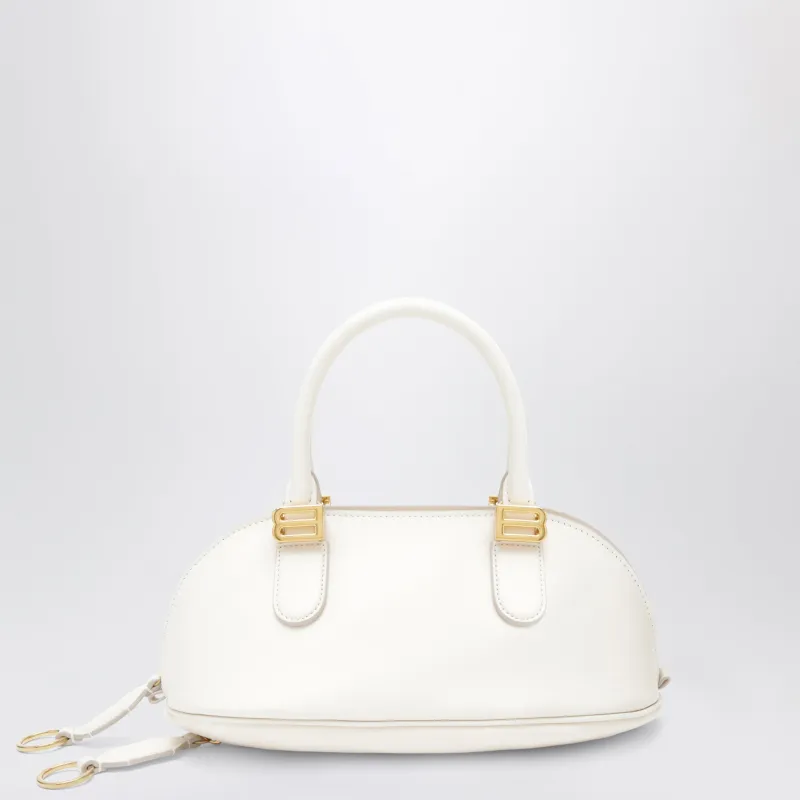 Cream Leather Bolero Mini Bowling Bag made by Balenciaga